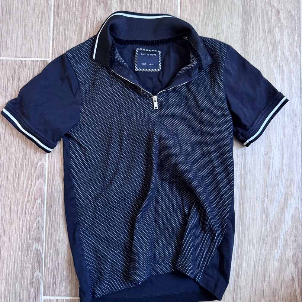 Cactus Navy and Black Kids Polo Shirt